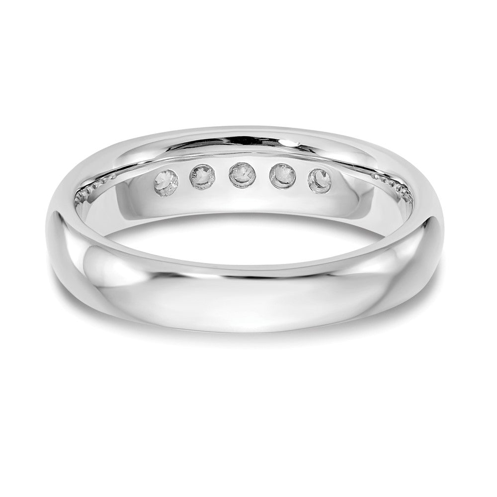 0.33ct. CZ Solid Real 14K White Gold 5-Stone Channel Wedding Band Ring