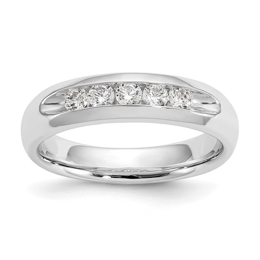 0.33ct. CZ Solid Real 14K White Gold 5-Stone Channel Wedding Band Ring