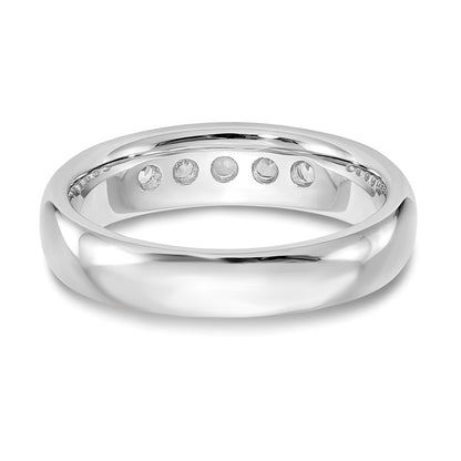 14K White Gold 5-Stone Real Diamond Channel Band