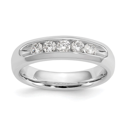 0.40ct. CZ Solid Real 14K White Gold 5-Stone Channel Wedding Band Ring