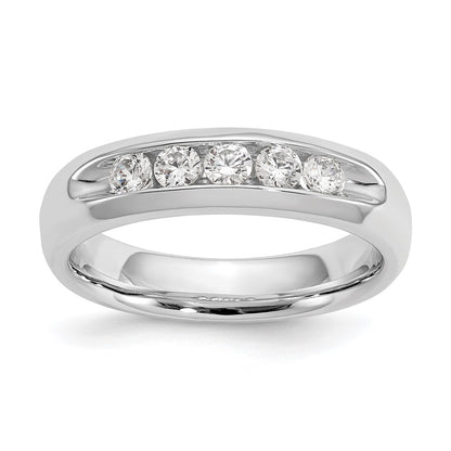 14K White Gold 5-Stone Real Diamond Channel Band