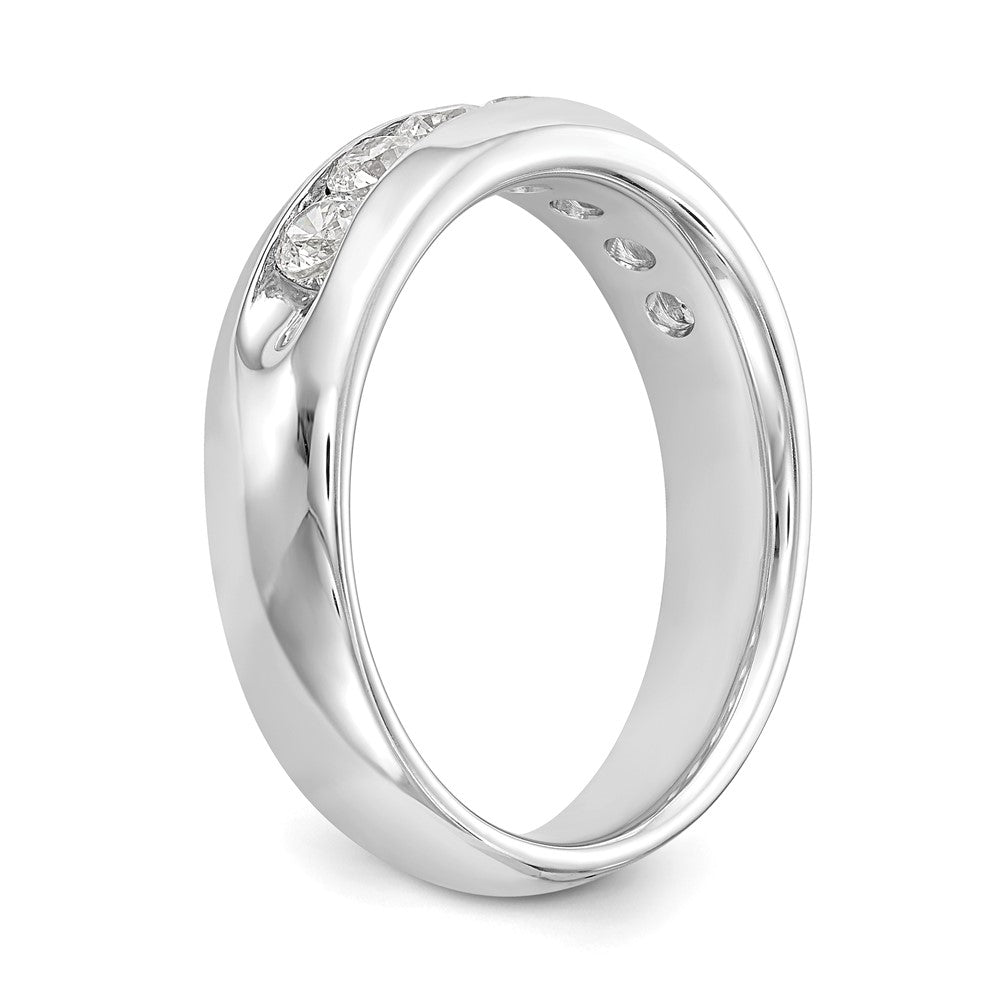 0.50ct. CZ Solid Real 14K White Gold 5-Stone Channel Wedding Band Ring
