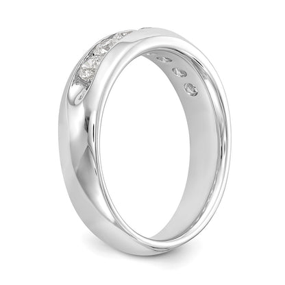 0.50ct. CZ Solid Real 14K White Gold 5-Stone Channel Wedding Band Ring