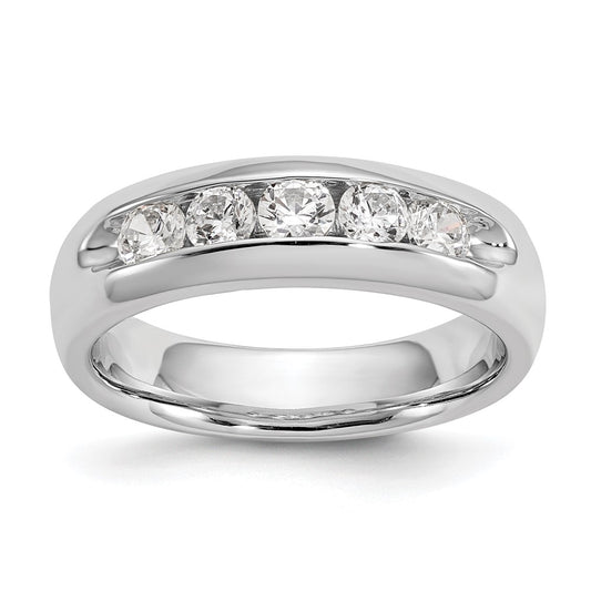 0.60ct. CZ Solid Real 14K White Gold 5-Stone Channel Wedding Band Ring