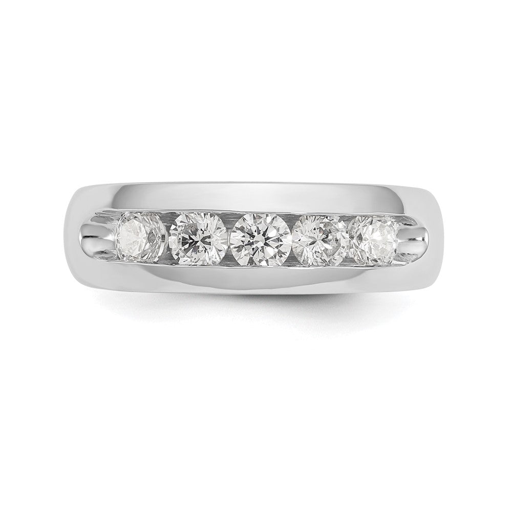 14K White Gold 5-Stone Real Diamond Channel Band
