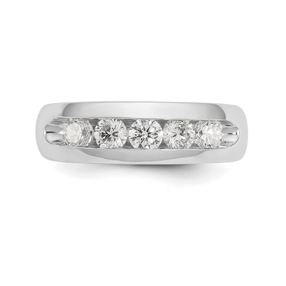 14K White Gold 5-Stone Real Diamond Channel Band