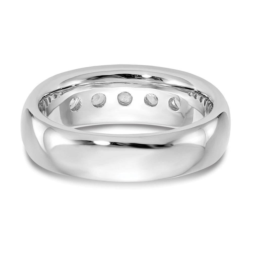 14K White Gold 5-Stone Real Diamond Channel Band