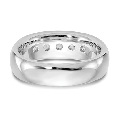 14K White Gold 5-Stone Real Diamond Channel Band