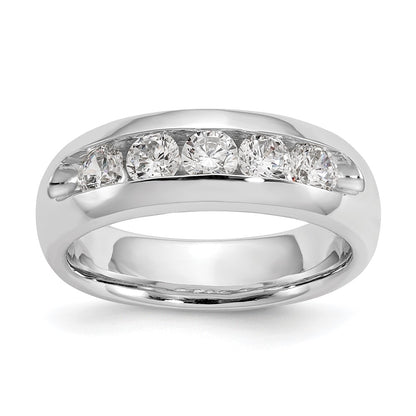 14K White Gold 5-Stone Real Diamond Channel Band
