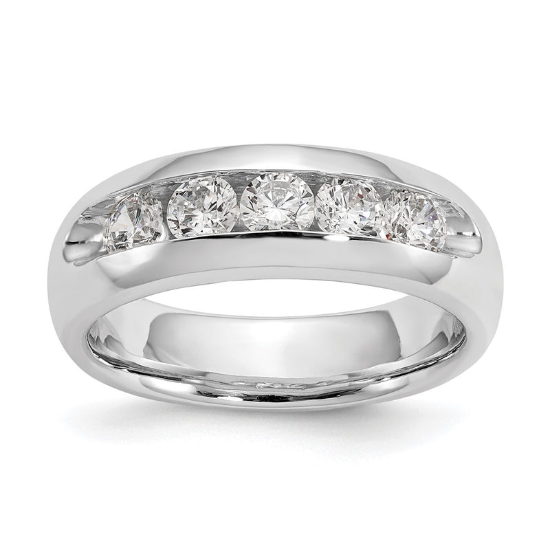 14K White Gold 5-Stone Real Diamond Channel Band