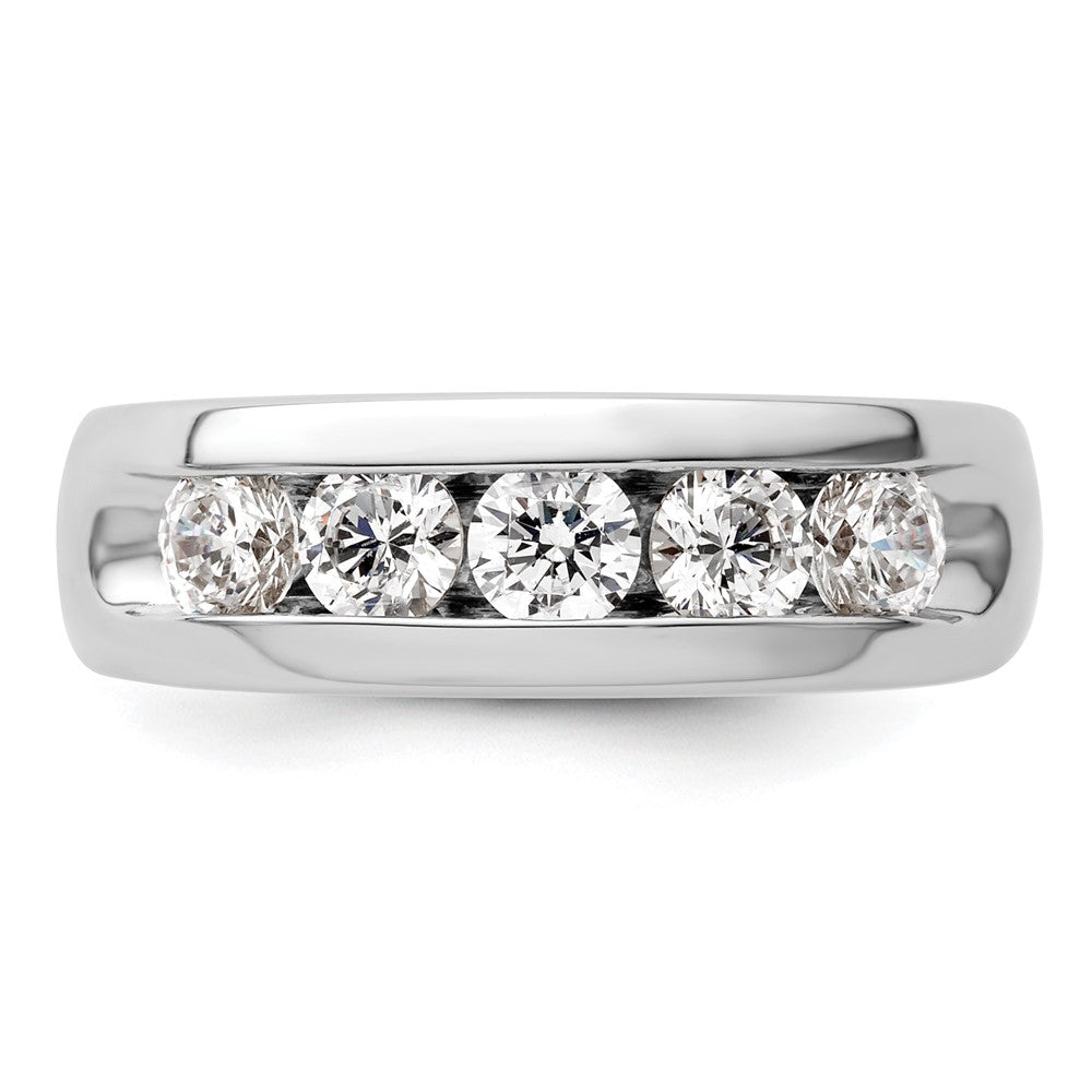 1.00ct. CZ Solid Real 14K White Gold 5-Stone Channel Wedding Band Ring