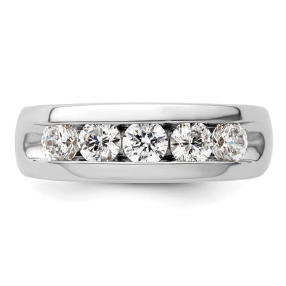 1.00ct. CZ Solid Real 14K White Gold 5-Stone Channel Wedding Band Ring