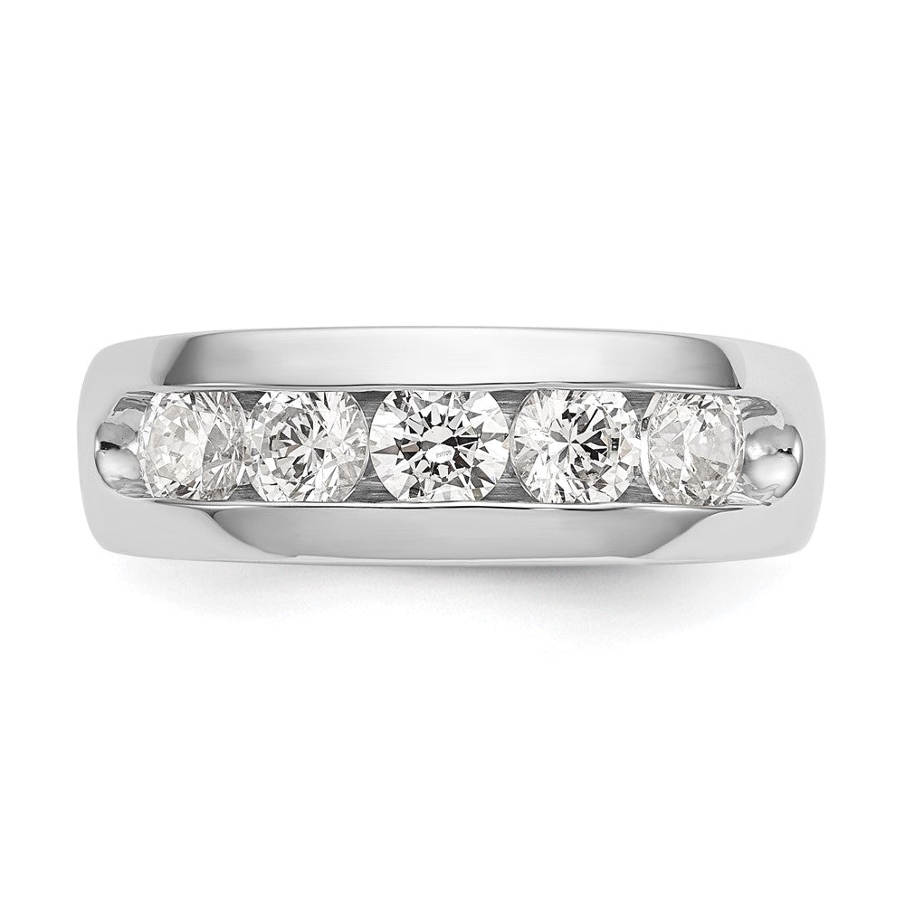 1.20ct. CZ Solid Real 14K White Gold 5-Stone Channel Wedding Band Ring