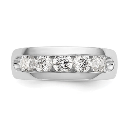 1.20ct. CZ Solid Real 14K White Gold 5-Stone Channel Wedding Band Ring