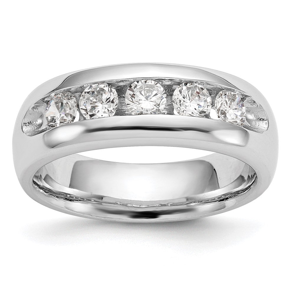 1.20ct. CZ Solid Real 14K White Gold 5-Stone Channel Wedding Band Ring