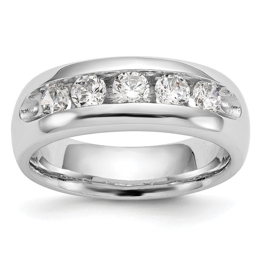1.20ct. CZ Solid Real 14K White Gold 5-Stone Channel Wedding Band Ring