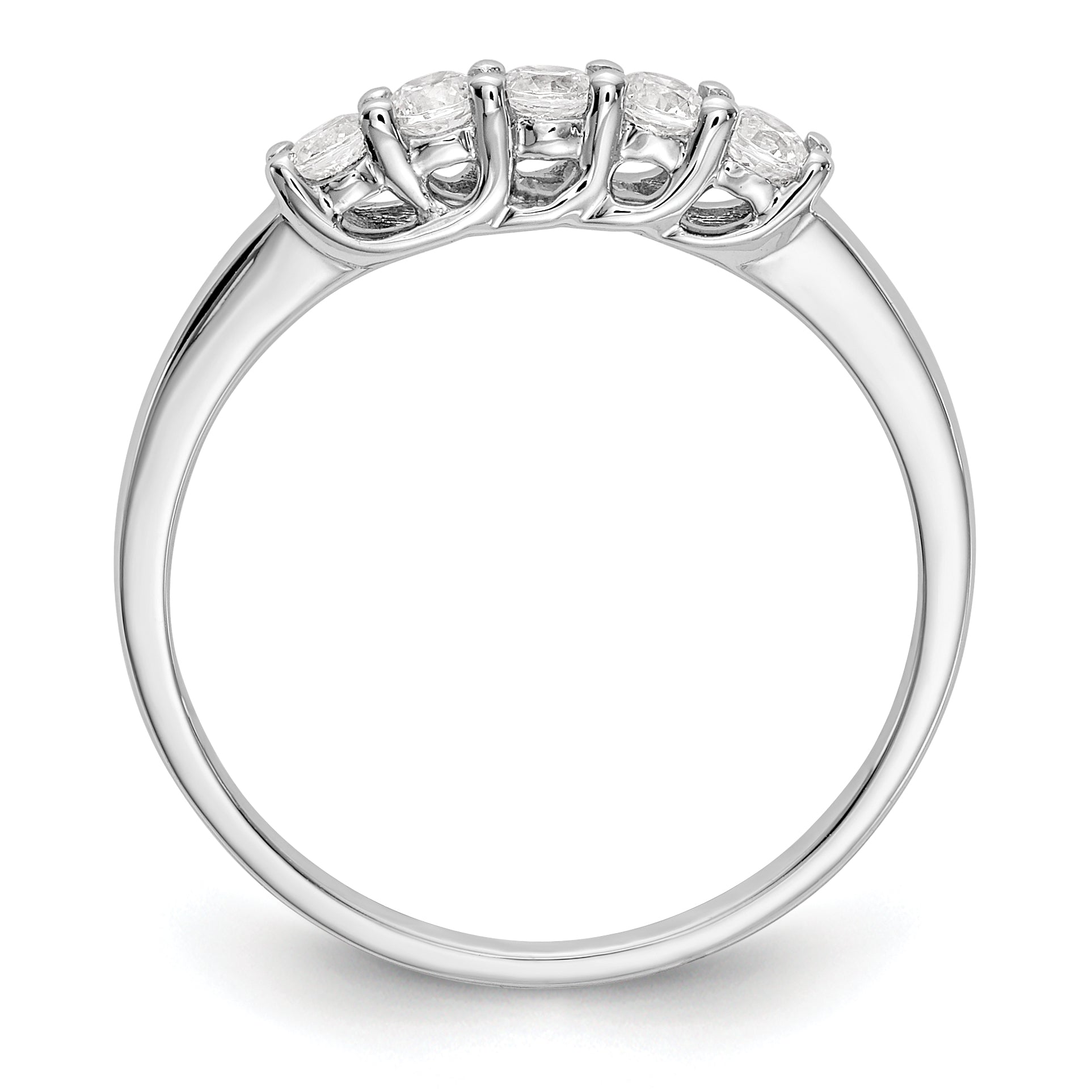 0.25ct. CZ Solid Real 14K White Gold 5-Stone Wedding Band Ring