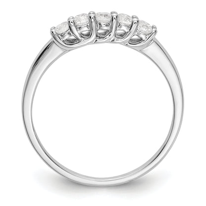 0.25ct. CZ Solid Real 14K White Gold 5-Stone Wedding Band Ring