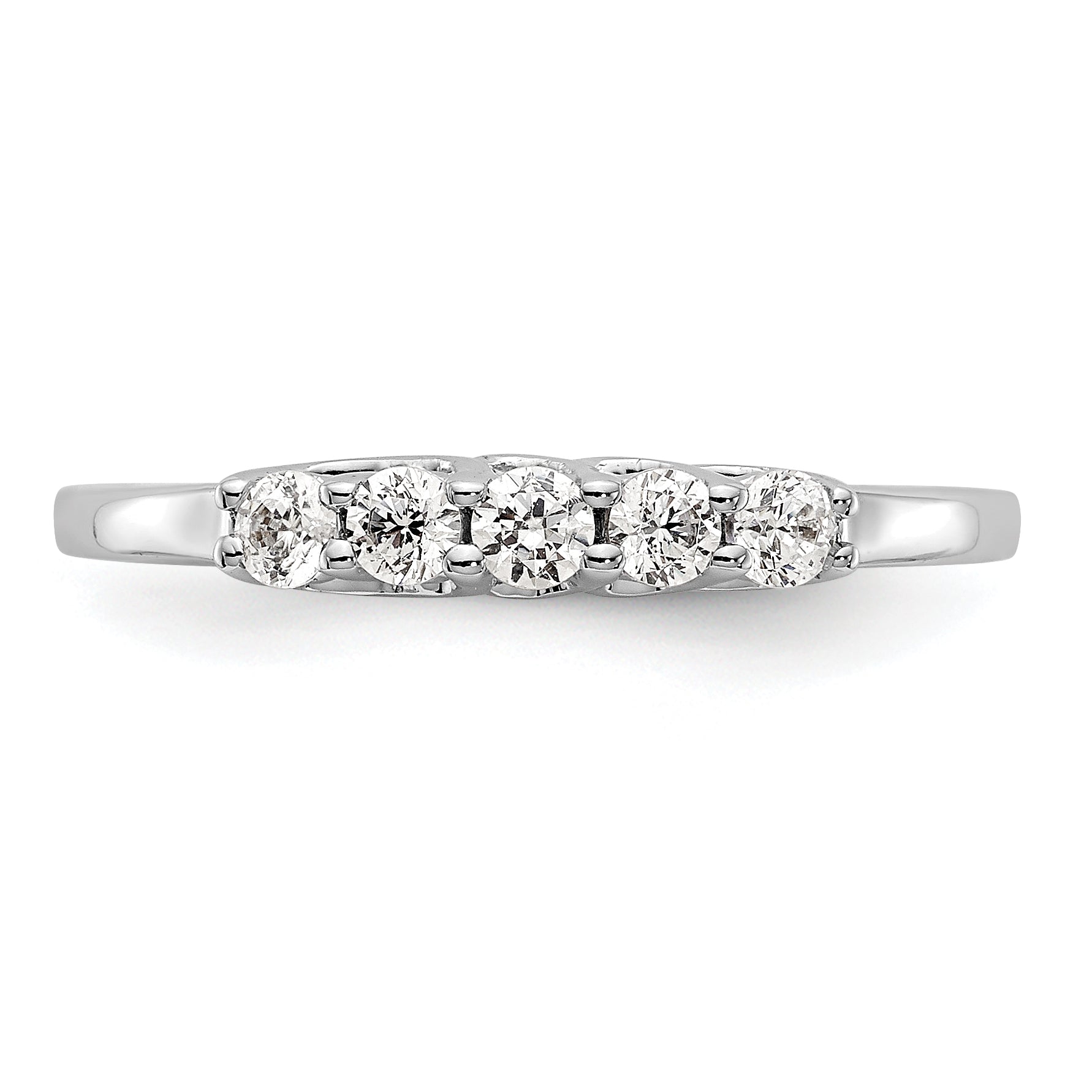 0.25ct. CZ Solid Real 14K White Gold 5-Stone Wedding Band Ring