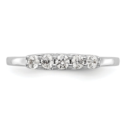 0.25ct. CZ Solid Real 14K White Gold 5-Stone Wedding Band Ring