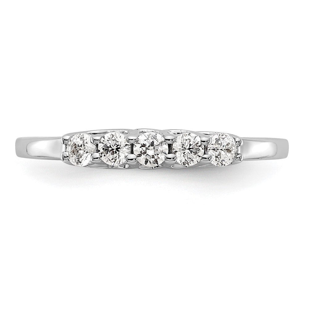 0.25ct. CZ Solid Real 14K White Gold 5-Stone Wedding Band Ring