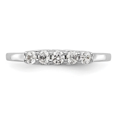 0.25ct. CZ Solid Real 14K White Gold 5-Stone Wedding Band Ring