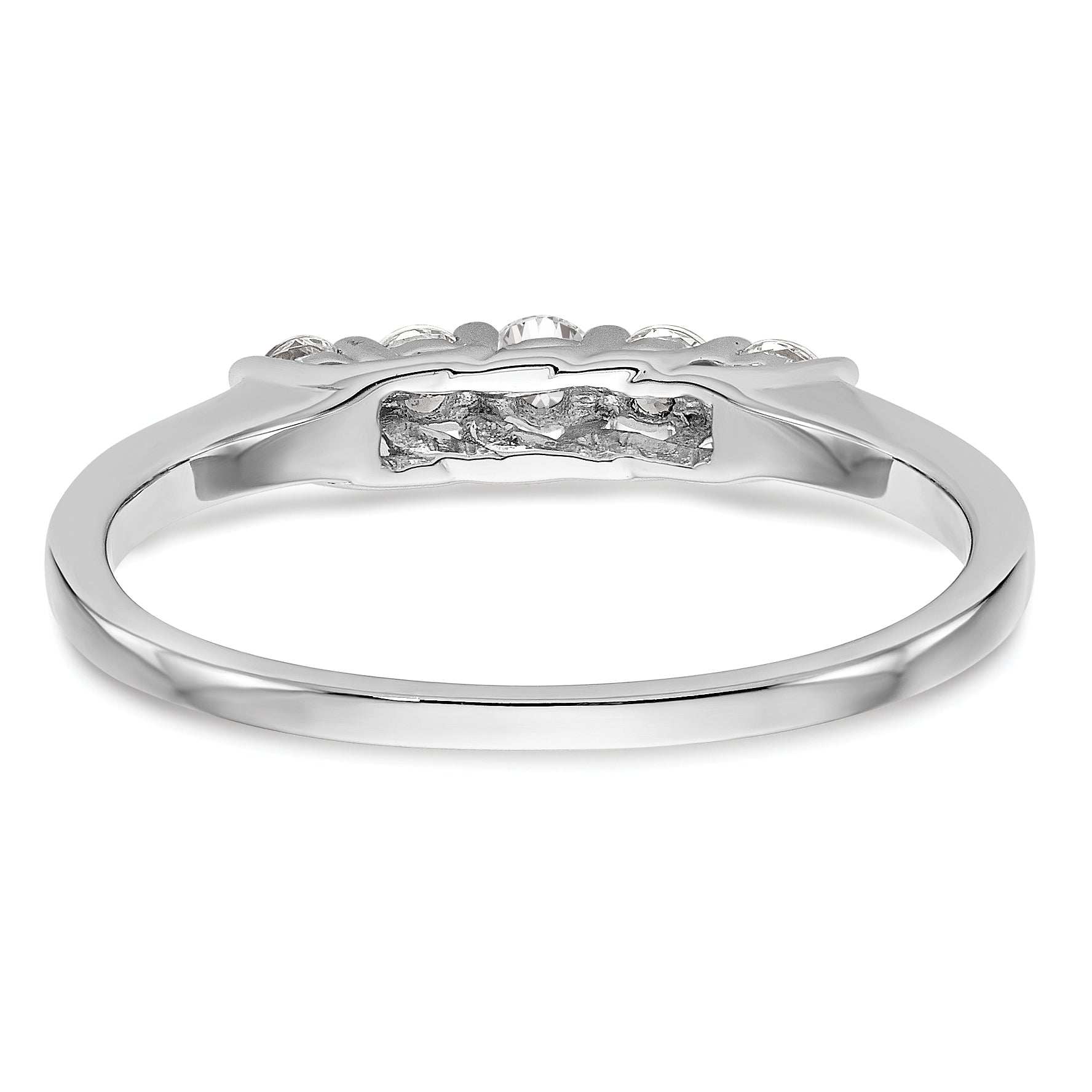 0.25ct. CZ Solid Real 14K White Gold 5-Stone Wedding Band Ring