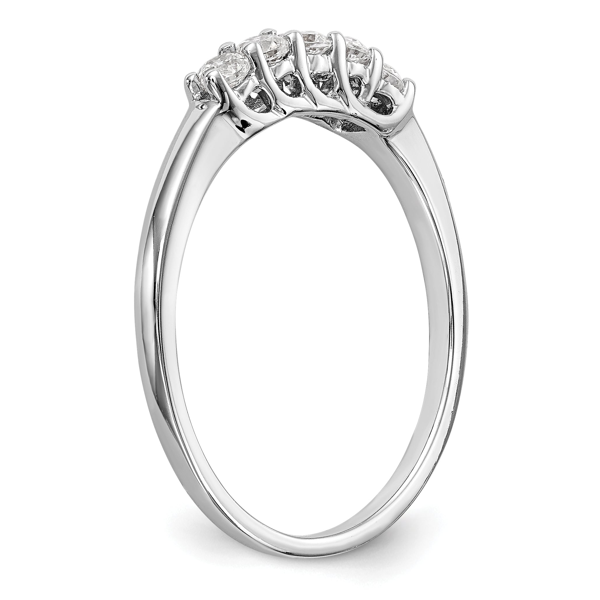 0.25ct. CZ Solid Real 14K White Gold 5-Stone Wedding Band Ring
