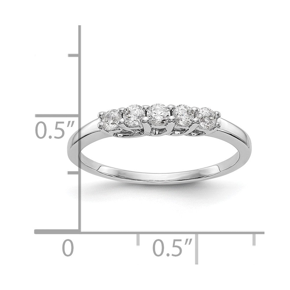 14K White Gold 5-Stone Real Diamond Band