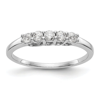 0.25ct. CZ Solid Real 14K White Gold 5-Stone Wedding Band Ring
