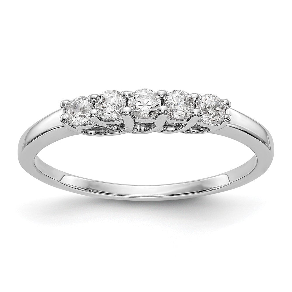 14K White Gold 5-Stone Real Diamond Band