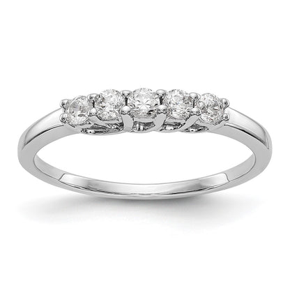 14K White Gold 5-Stone Real Diamond Band