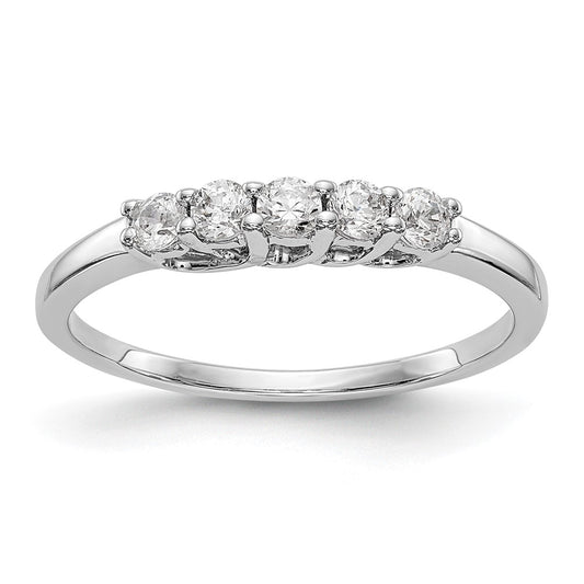 14K White Gold 5-Stone Real Diamond Band