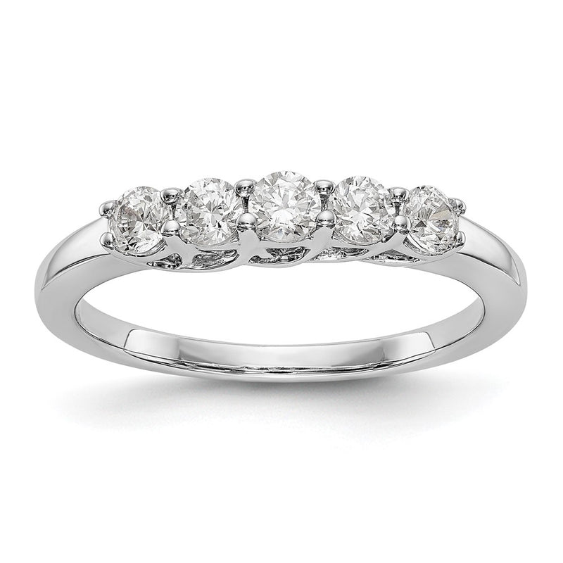 14K White Gold 5-Stone Real Diamond Band