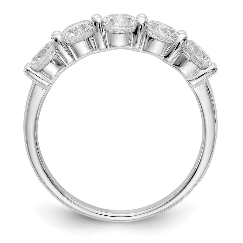 14K White Gold 5-Stone Real Diamond Band