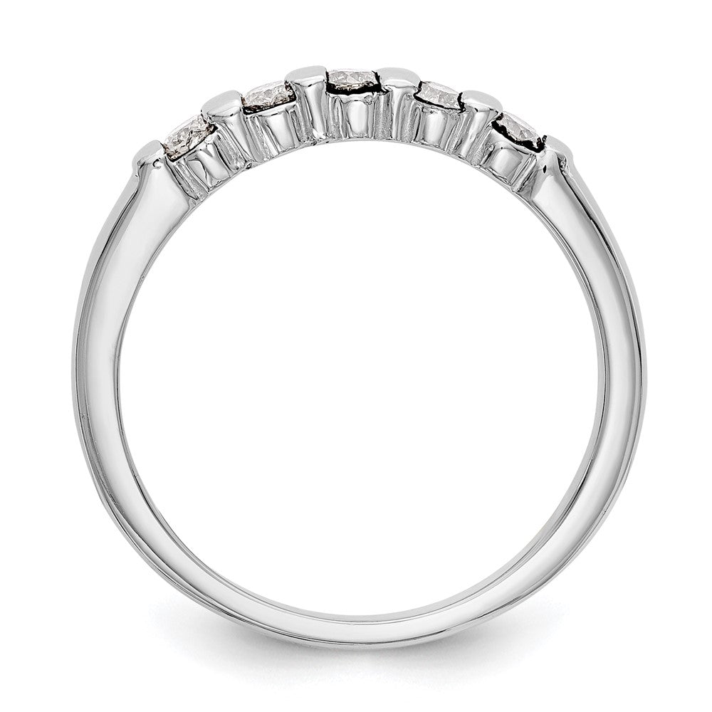 0.25ct. CZ Solid Real 14K White Gold 5-Stone Wedding Band Ring