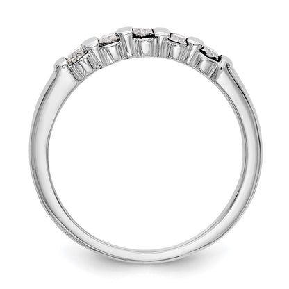 0.25ct. CZ Solid Real 14K White Gold 5-Stone Wedding Band Ring