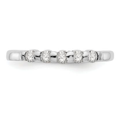 0.25ct. CZ Solid Real 14K White Gold 5-Stone Wedding Band Ring