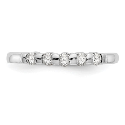 0.25ct. CZ Solid Real 14K White Gold 5-Stone Wedding Band Ring