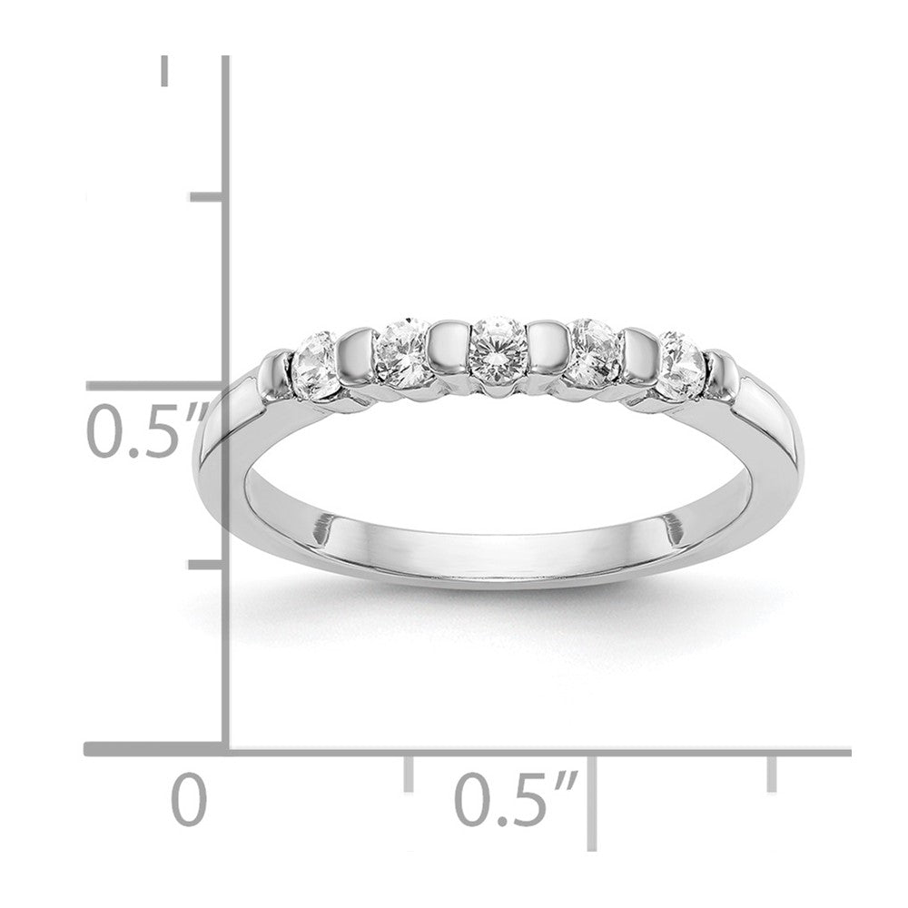 0.25ct. CZ Solid Real 14K White Gold 5-Stone Wedding Band Ring