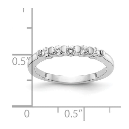 0.25ct. CZ Solid Real 14K White Gold 5-Stone Wedding Band Ring