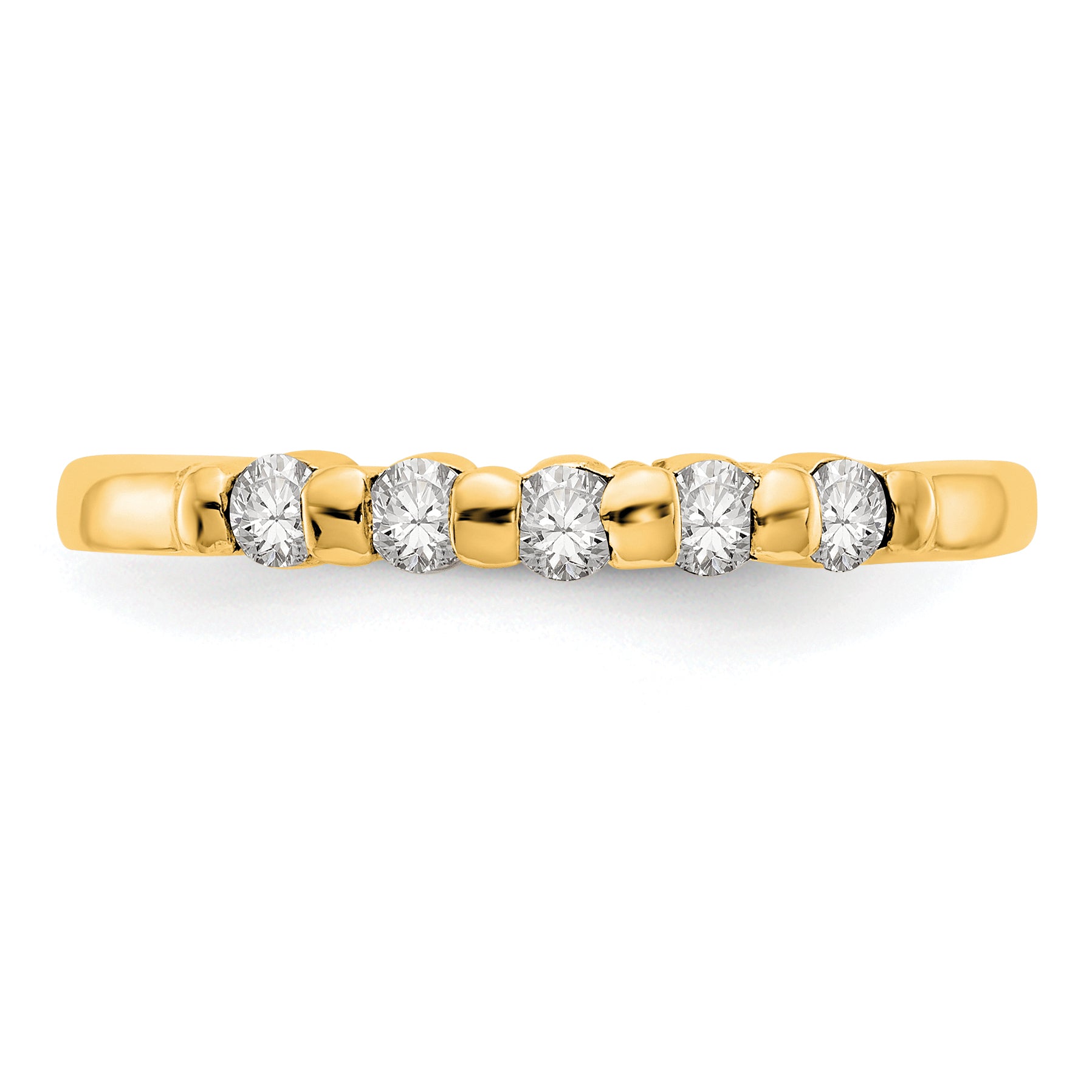 0.25ct. CZ Solid Real 14K Yellow Gold 5-Stone Wedding Band Ring-Mtg Only