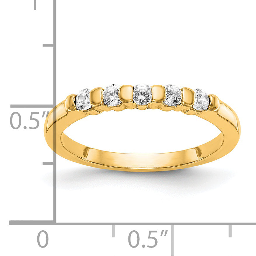 0.25ct. CZ Solid Real 14K Yellow Gold 5-Stone Wedding Band Ring-Mtg Only