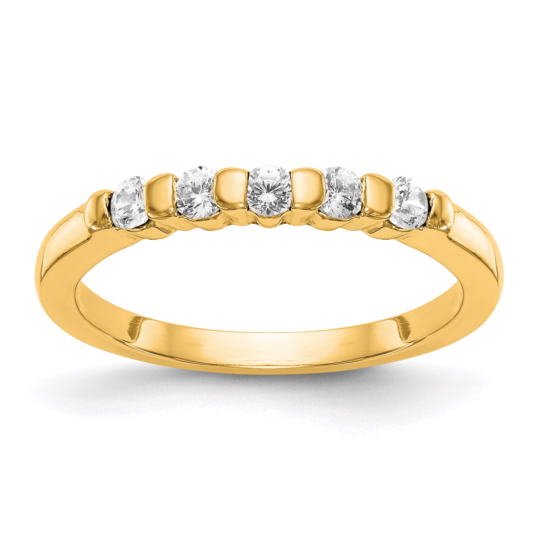 0.25ct. CZ Solid Real 14K Yellow Gold 5-Stone Wedding Band Ring-Mtg Only