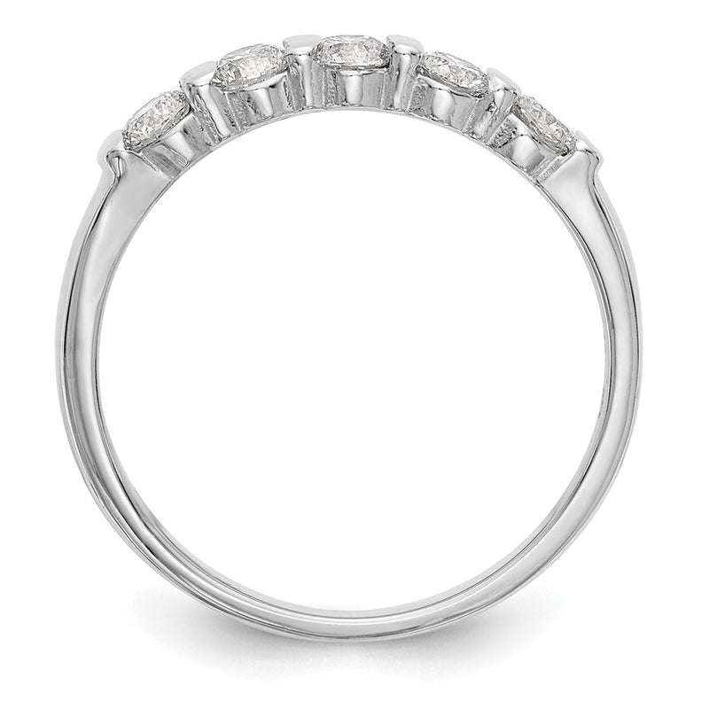 14K White Gold 5-Stone Real Diamond Band
