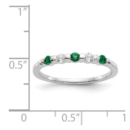 14k White Gold Real Diamond w/Emerald Band