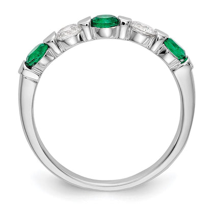 14k White Gold Real Diamond w/Emerald Band