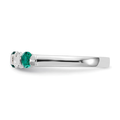 14k White Gold Real Diamond w/Emerald Band