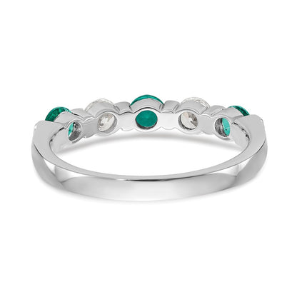 14k White Gold Real Diamond w/Emerald Band