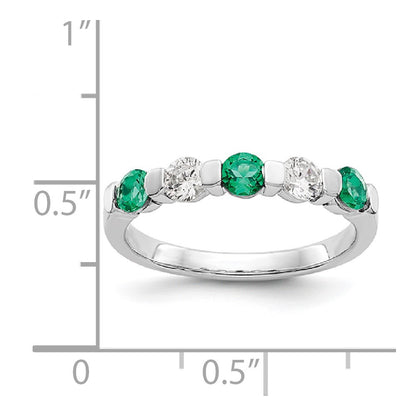 14k White Gold Real Diamond w/Emerald Band